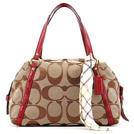 Coach Borsa Bowling Signature Beige Red F23006