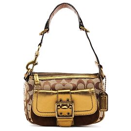 Coach 1495 Beige Bronze Signature Soho Schultertasche