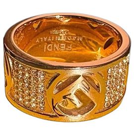 Fendi Anello F is Fendi in ottone dorato e cristalli