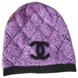 Chanel CC Logo Kaschmir-Mütze Lila