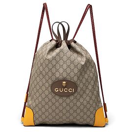 Beige Gucci GG Supreme Neo Vintage Drawstring Backpack