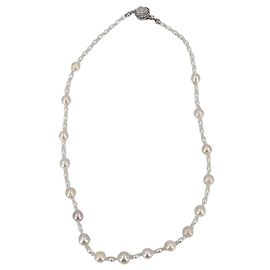 Autre Marque Collana di perle Akoya e d'acqua dolce Vintage White 10mm e 3mm 53cm