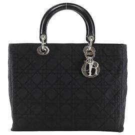 Christian Dior Lady Cannage Tote Handtasche aus schwarzem Nylon