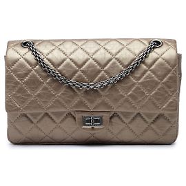 Chanel Brown Quilted Metallic Aged Calfskin Reissue 2.55 Double Flap 226