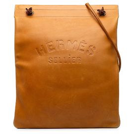Saco de Higiene Hermès Aline Grooming Bag GM em couro Barenia castanho