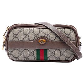 Gucci Mini Borsa a Tracolla Ophidia Triple Zip in GG Supreme Beige e Web