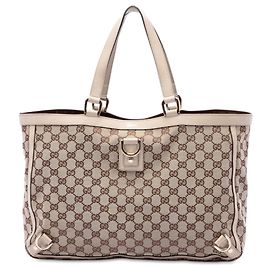 Borsa Tote Gucci Abbey D Ring in tela GG beige