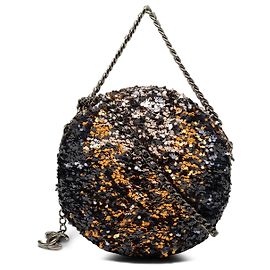 Bolso de noche redondo de lentejuelas Chanel Black Paris Hamburg