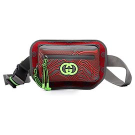 Borsello cintura Gucci in nylon GG e gomma rosso