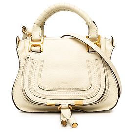 Chloé Marcie Mini Satchel aus weißem genarbtem Kalbsleder