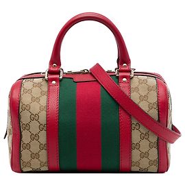 Gucci Beige Small GG Canvas Web Joy Boston Bag