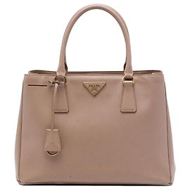 mala Prada Galleria Large em couro Saffiano Castanho