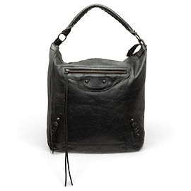 Balenciaga Black Lambskin Motocross Classic Day Schultertasche