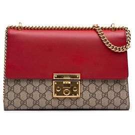 Borsa a tracolla Gucci Beige Medium GG Supreme con lucchetto