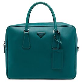 Prada Blue Saffiano Aktentasche