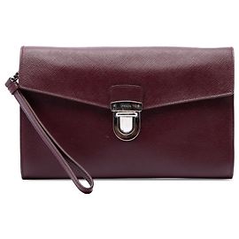 Clutch Prada Red Saffiano Envelope Pushlock