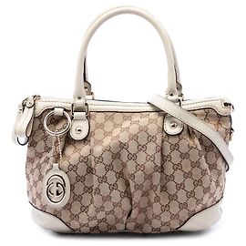 Borsa Gucci Beige GG Canvas Sukey Satchel