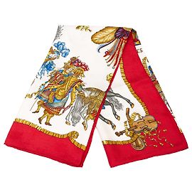 Foulard di seta Hermès White Les Fetes du Roi Soleil 90
