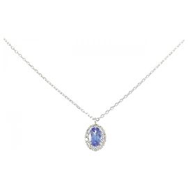 Autre Marque Platin-Halskette mit Tanzanit und Diamanten