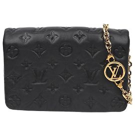 Louis Vuitton Pochette Coussin Monogram Schultertasche aus Lammleder Schwarz