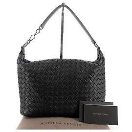 Bolso Hobo Bottega Veneta Intrecciato Negro de Piel