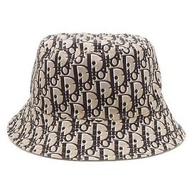 Dior Beige Plum Oblique Wendbarer Bucket Hat mit besticktem Logo