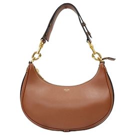Céline Borsa Ava con tracolla media in pelle di vitello liscia Tan