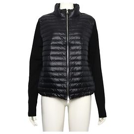 Moncler Casaco cardigan de malha acolchoado preto para mulher TRICOT