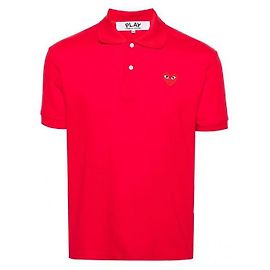 Comme Des Garcons Polo a maniche corte con cuore rosso ricamato AX