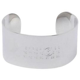 Maison Martin Margiela Brazalete Rígido con Logotipo Plateado