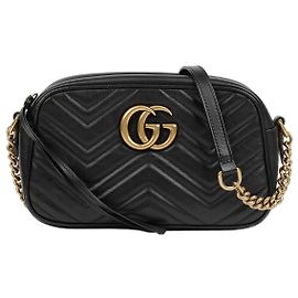 Gucci Borsa a spalla GG Marmont Small Matelassé Nera con dettagli dorati