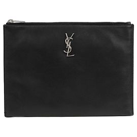 Autre Marque Smooth Leather Cassandra Tablet Holder Black