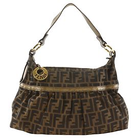 Borsa a tracolla Fendi Chef in tela Zucca marrone e pelle