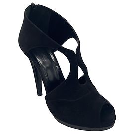 Hermès Stivaletti open toe con cage in camoscio nero Hermes
