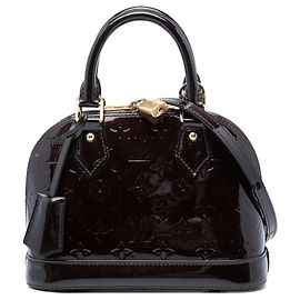 Bolsa Satchel Alma BB Louis Vuitton Monogram Vernis Roxa