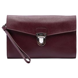 Clutch Prada Saffiano Envelope Pushlock rossa