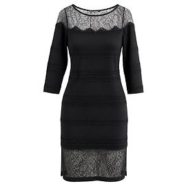 Roberto Cavalli Vestido negro de punto y encaje