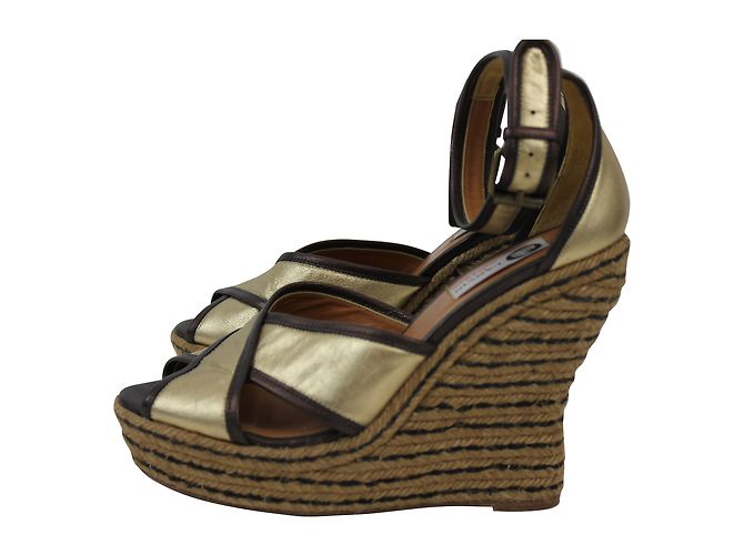 Sandali con zeppa Lanvin in pelle Oro e Bronzo D'oro - vista 2