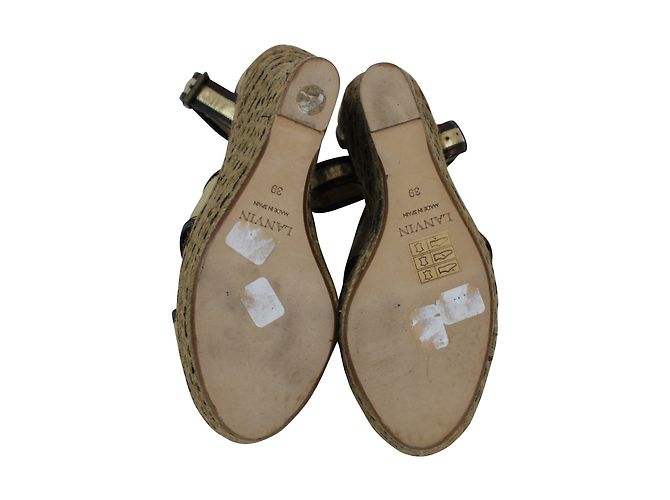 Sandali con zeppa Lanvin in pelle Oro e Bronzo D'oro - vista 3