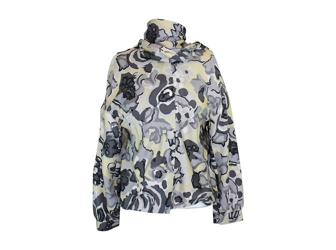 Balenciaga Seidenbluse mit Blumenmuster Grau Sand - Ansicht 2