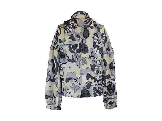 Balenciaga Seidenbluse mit Blumenmuster Grau Sand - Ansicht 3