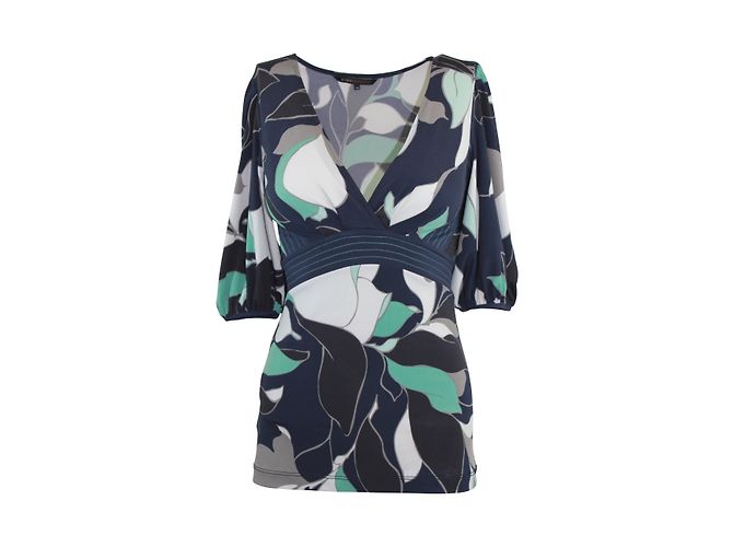 Top floreale Bcbg Max Azria blu verde grigio - vista 2
