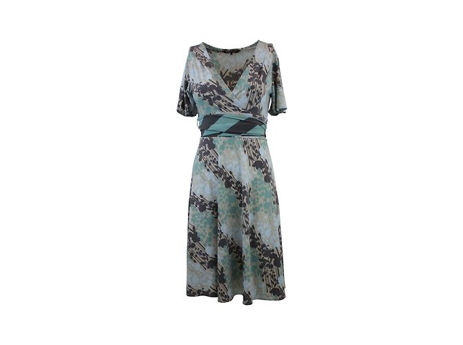 Vestido Multicor Bcbg Max Azria com Cinto Marrom Azul Verde Areia - vista 2