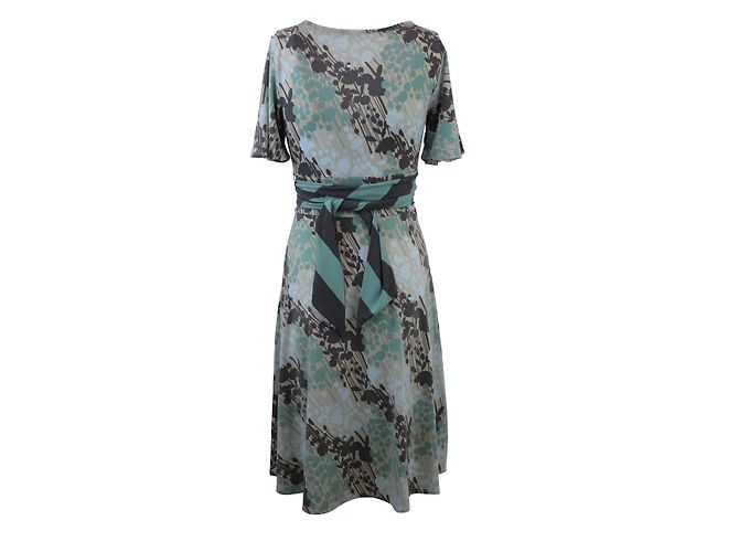 Vestido Multicor Bcbg Max Azria com Cinto Marrom Azul Verde Areia - vista 3