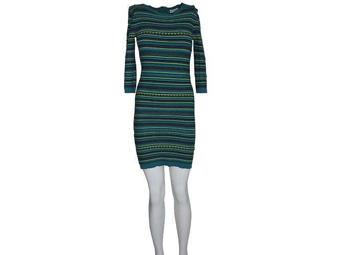 Claudie Pierlot Green Striped Cotton Dress - view 2