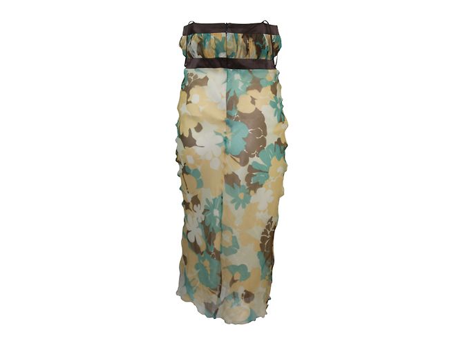 Robe en soie Paul & Joe à motif floral marron vert jaune - vue 2