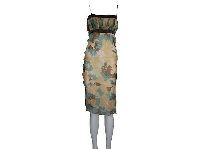 Robe en soie Paul & Joe à motif floral marron vert jaune - vue 3