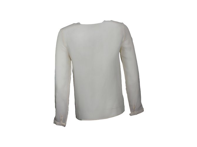 Top Tara Jarmon de seda con botones crema - vista 2