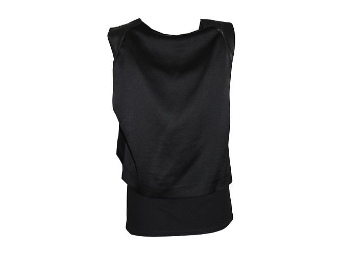Maje Black Top with Leather Shoulder Inserts - view 2