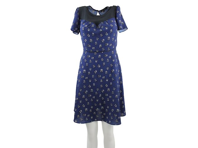 Tara Jarmon Kleid aus Polyester blau schwarz - Ansicht 2